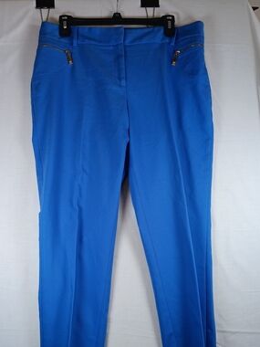Chaus Bright Blue Cropped Ankle Pants with Gold Zips